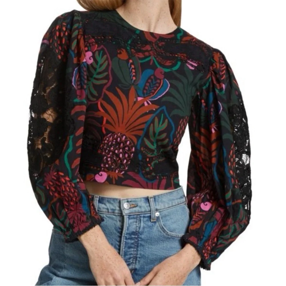 FARM Rio | Women’s Frutis Dream Puff Sleeve Blouse Size Large